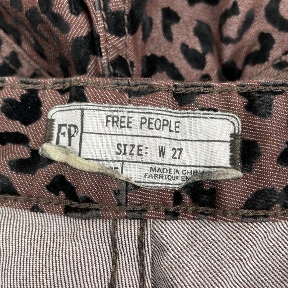 Free People Jeans Women's Size 27 Velour Animal Print Brown Casual Streetwear - Picture 4 of 11